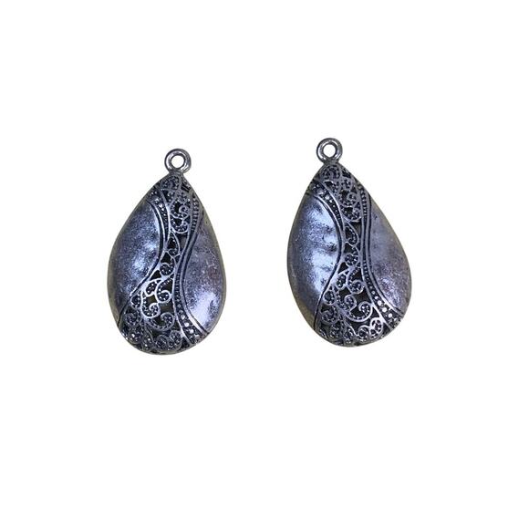 Bundle of 6 Silver-Tone Filigree Earrings Set of 6 Vintage Boho Dangles - Picture 8 of 13